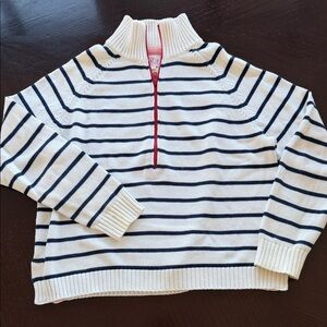 Striped Navy and White Half-Zip Sweater
